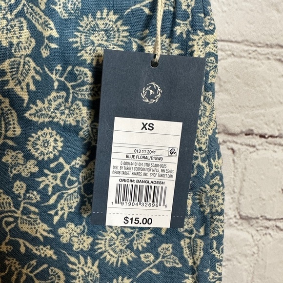 Universal Thread blue floral print pull on linen rayon blend shorts, sz XS, NWT - Picture 3 of 7